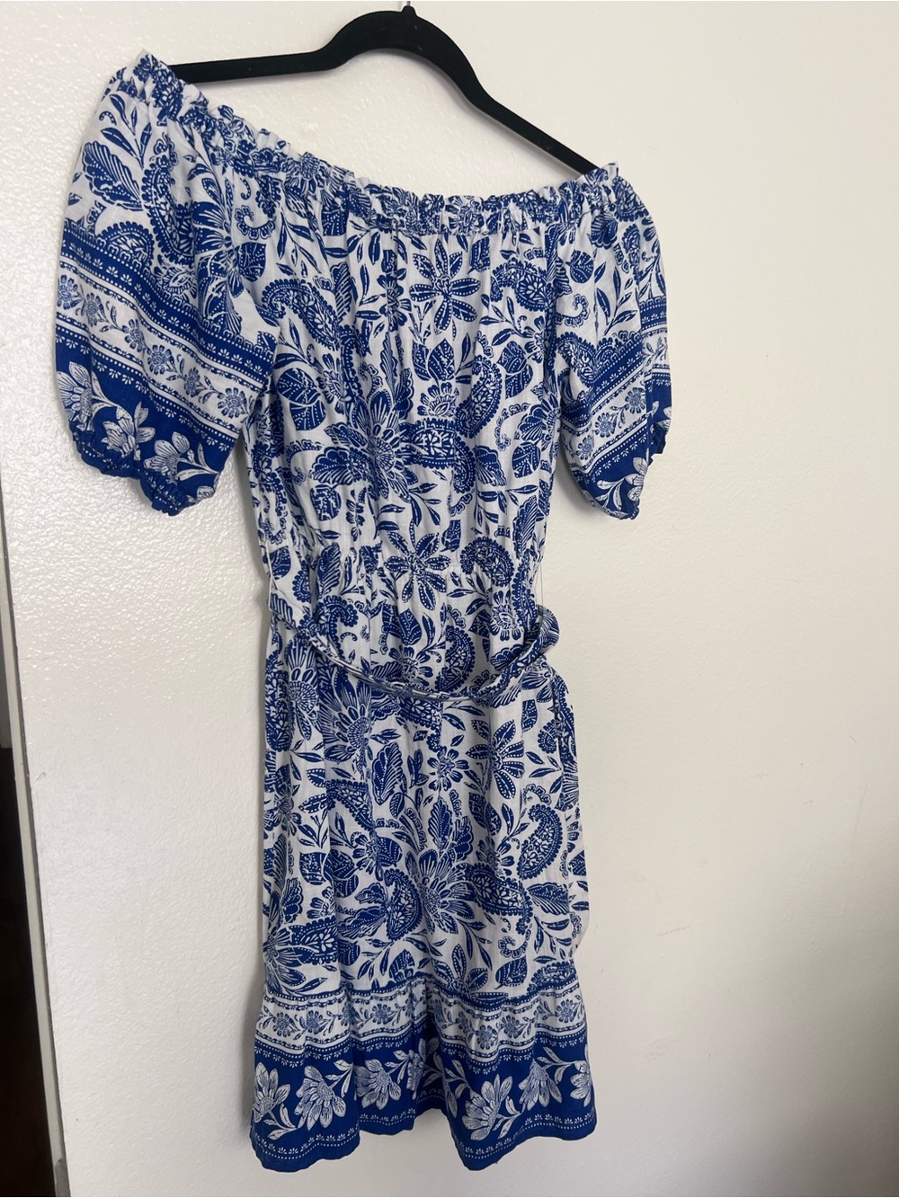 LOFT Blue and White One-Shoulder Floral Dress
